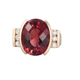 14k Gold 10.6ct Pink Tourmaline Diamond Ring