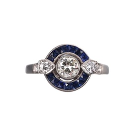 Platinum Diamond Sapphire Ring