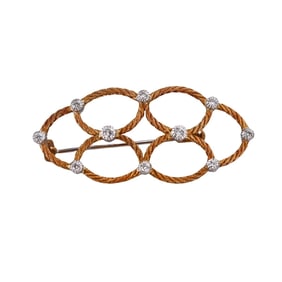 Buccellati 18k Gold Diamond Openwork Brooch Pin