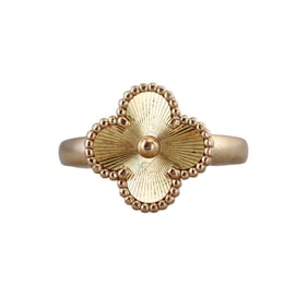 Van Cleef & Arpels Vintage Alhambra Guilloche Yellow Gold Ring