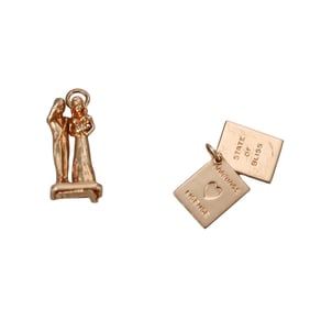 Vintage 14k Gold Marriage License Wedding Couple Charm Lot of 2