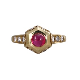 18k Gold Diamond Ruby Ring