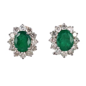 5 ctw Emerald Diamond 14k Gold Earrings