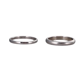 Tiffany & Co Platinum 2mm & 3mm Wedding Band Ring Lot of 2