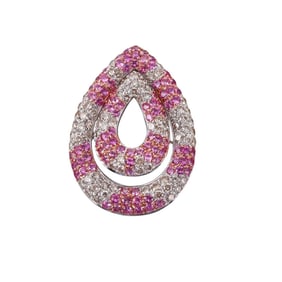 18k Gold Diamond Pink Sapphire Slide Pendant