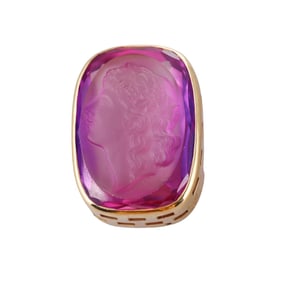 18k Gold Amethyst Intaglio Clasp Element Pendant