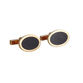 Tiffany & Co 18k Gold Onyx Oval Cufflinks