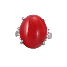 Platinum Coral Diamond Ring