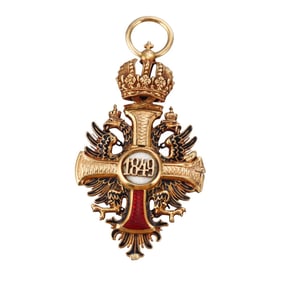Antique 18k Gold Imperial Order of Franz Joseph 1849 Medal Austria Pendant