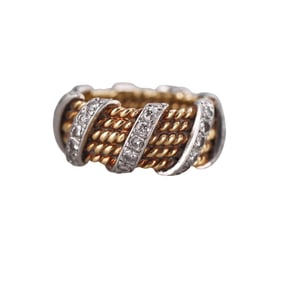 18k Gold Platinum Diamond Rope Band Ring