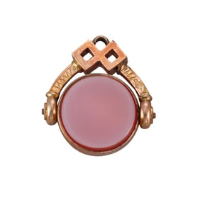 Antique 10k Rose Gold Bloodstone Agate Fob Pendant