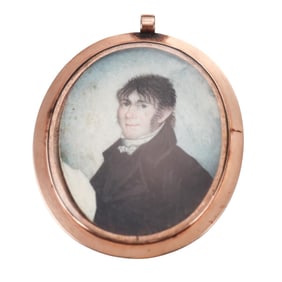 Antique Victorian Rose Gold Miniature Portrait Pendant