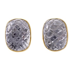 David Webb Carved Crystal Gold Earrings