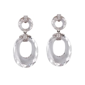 David Webb Crystal Diamond 18k Gold Platinum Earrings