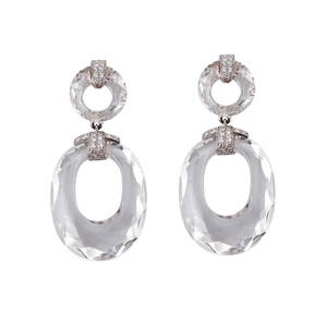 David Webb Crystal Diamond 18k Gold Platinum Earrings