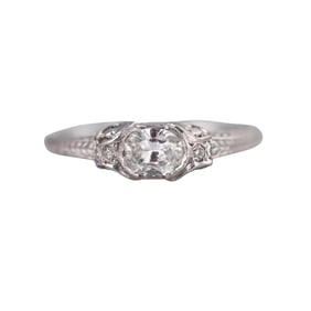 Art Deco 0.32ct Oval Diamond Platinum Engagement Ring