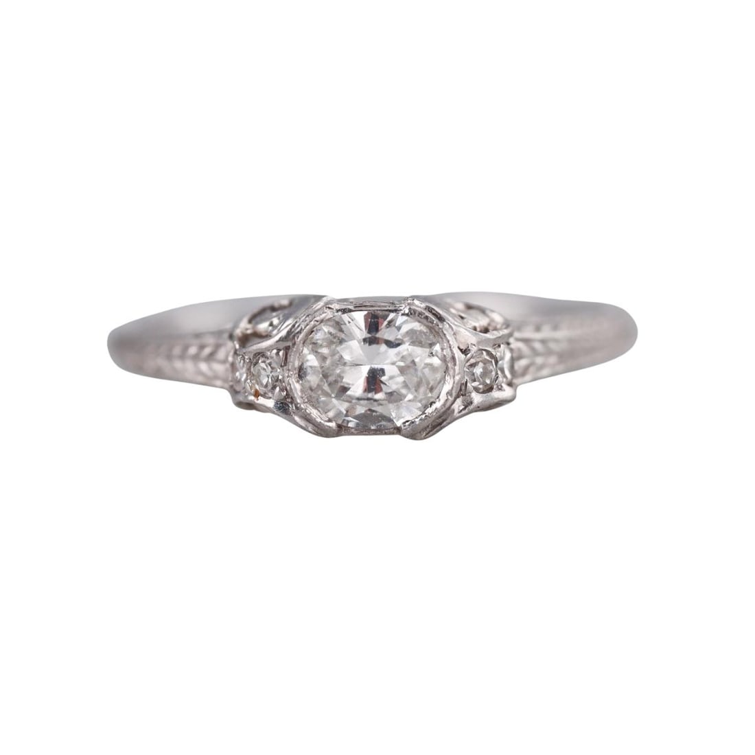 Art Deco 0.32ct Oval Diamond Platinum Engagement Ring