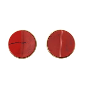 Donald Friedlich Modernist 18k Gold Jasper Earrings