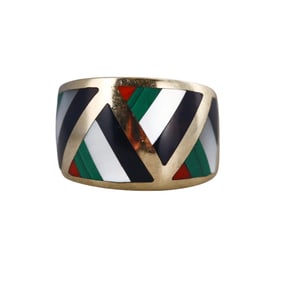 Asch Grossbardt 14k Gold Inlay Gemstone Ring