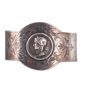 Antique Gorham Medallion Sterling Silver Cuff Bracelet