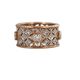 14k Gold Diamond Openwork Band Ring