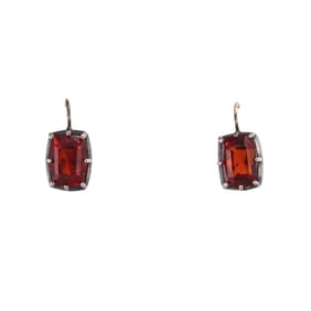 Silver Gold Mandarin Garnet Earrings
