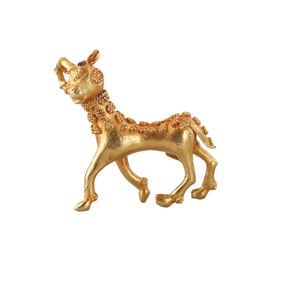 Antique Archeological Revival 22k Gold Ram Brooch Pin