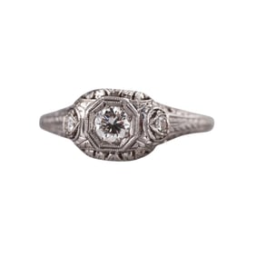 Art Deco Platinum Diamond Engagement Ring