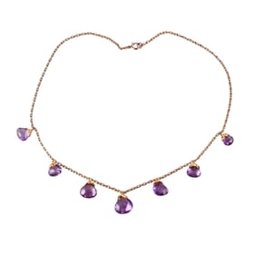 Antique 14k Gold Amethyst Briolette Necklace