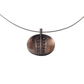 1970s Modernist Sterling Silver Pendant Wire Necklace