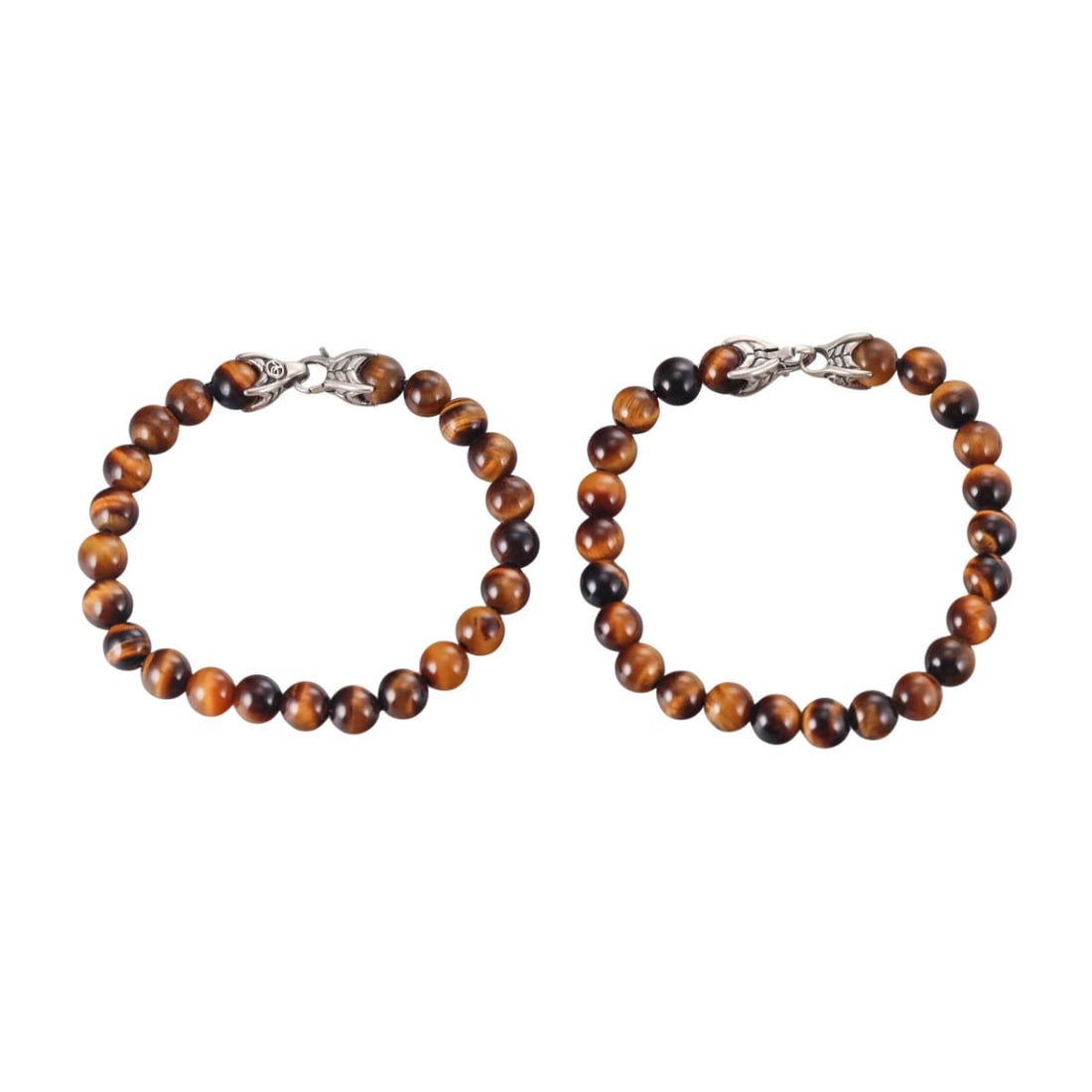 David Yurman Spiritual Beads Tiger's Eye Silver Bracelet Set of 2 (1 of 4)