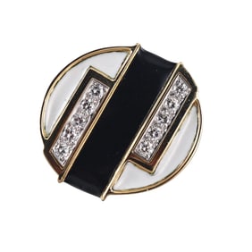 David Webb Enamel Diamond Gold Platinum Ring