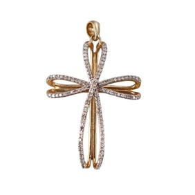 14k Gold Diamond Cross Pendant