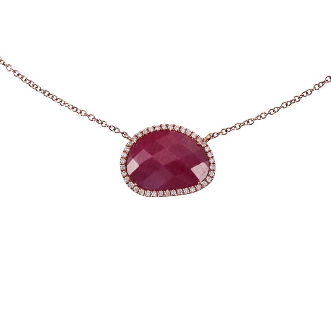 Meira T 14k Rose Gold Ruby Diamond Necklace (1 of 4)