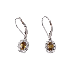 Kallati 14k Gold No Heat Green Sapphire Diamond Earrings