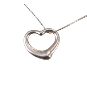 Tiffany & Co Elsa Peretti Silver Open Heart Pendant Necklace