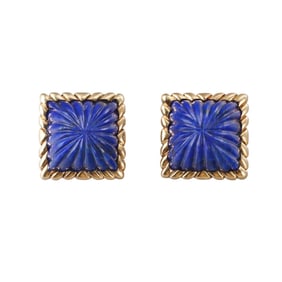 Andrew Clunn 18k Yellow Gold Lapis Earrings