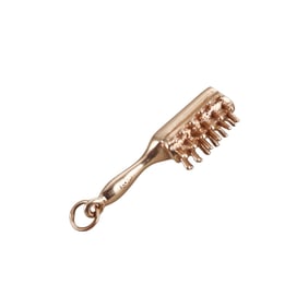 Vintage 14k Gold Hairbrush Charm Pendant