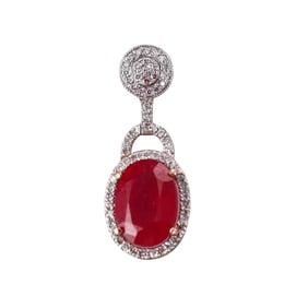 14k Gold Ruby Diamond Pendant