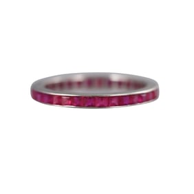14k Gold Ruby Eternity Wedding Band Ring