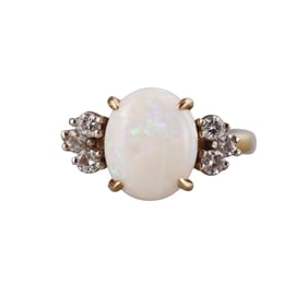 18k Gold Diamond Opal Ring