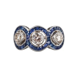 Platinum Diamond Sapphire Ring
