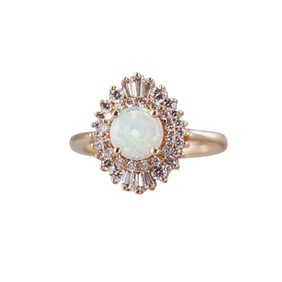 14k Yellow Gold Opal Diamond Ring