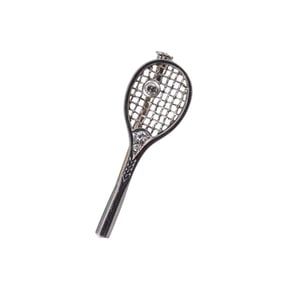 Platinum Gold Diamond Tennis Racquet Brooch Pin