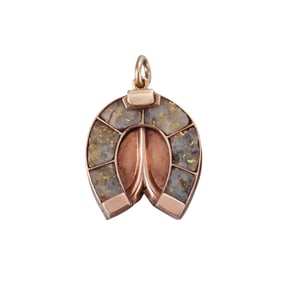 Antique 14k Gold HGold in Quartz Lucky Horseshoe Pendant