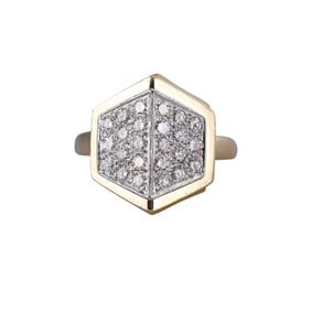 1970s 18k Gold Diamond Geometric Ring