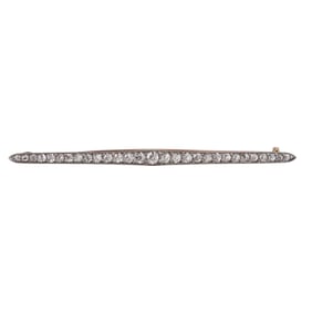 Antique 14k Gold Platinum Diamond Bar Brooch Pin