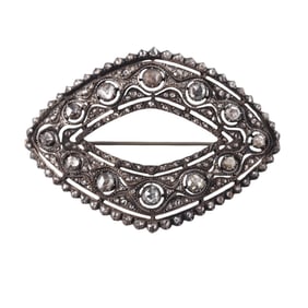 Antique European Silver Gold Diamond Buckle Brooch Pin