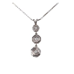Art Deco 14k Gold Diamond Pendant Necklace