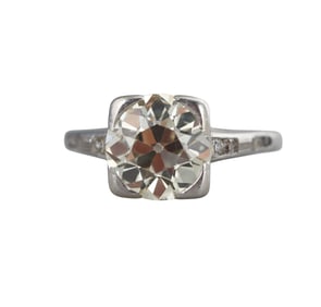 Art Deco Platinum Old European Diamond Engagement Ring
